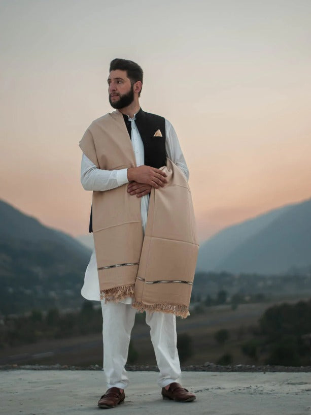 PURE PASHMINA WOOLEN SHAWL FOR MEN LIGHT-WEIGHT
